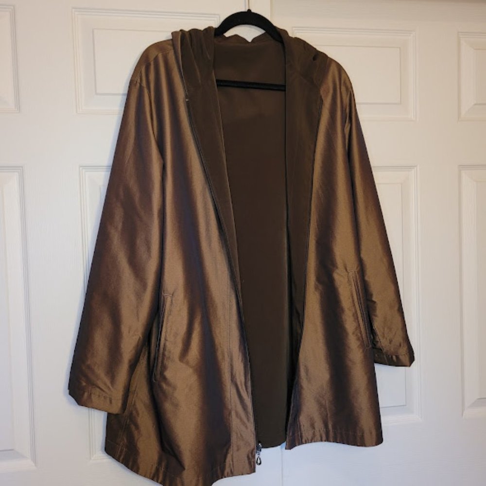 SOLD: Gallery Reversible Rain Jacket Luxurious Soft Pockets Classy Full Zip XL - Picture 3 of 5